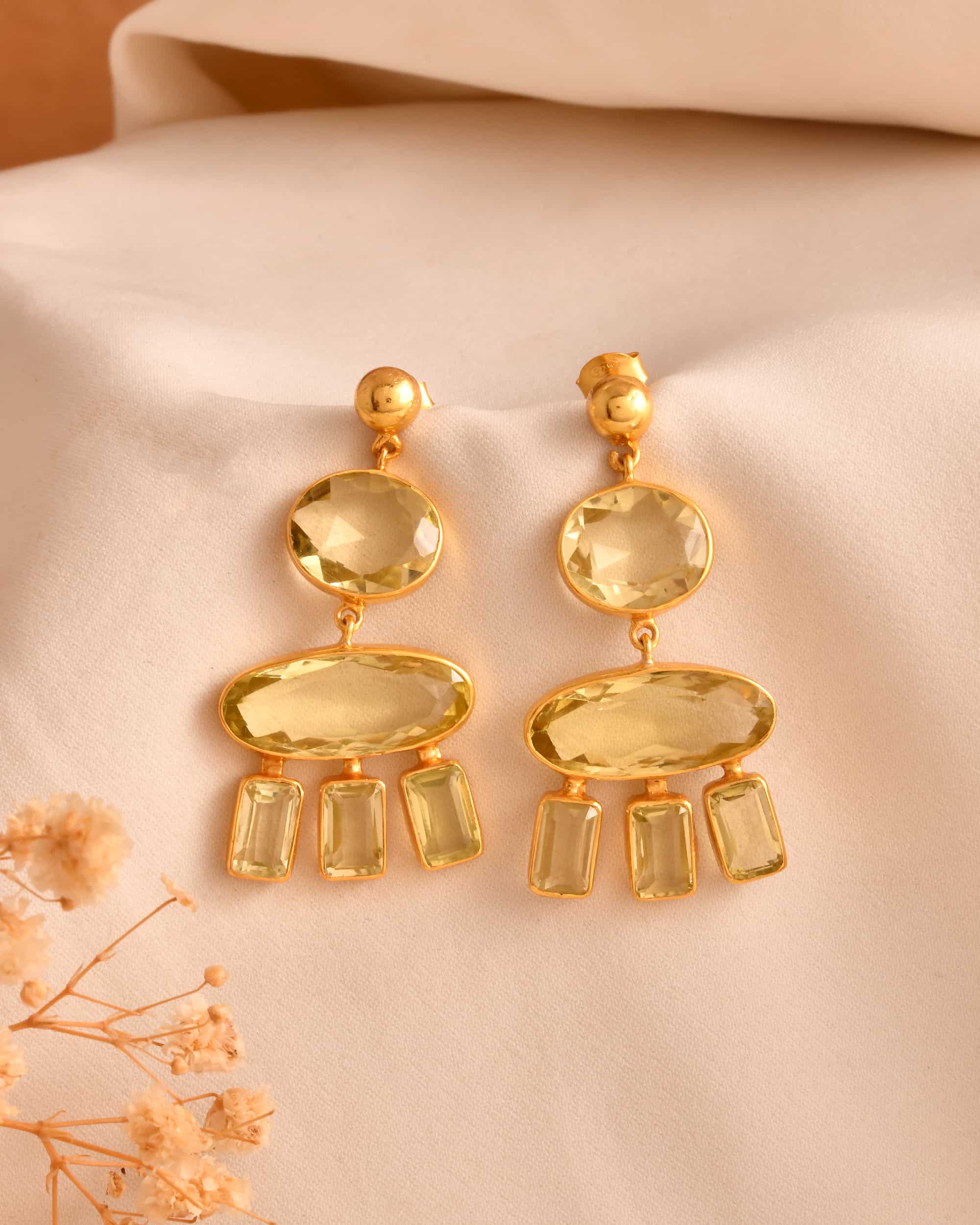 Nysa Drop Earrings (Lemon Quartz) (1)